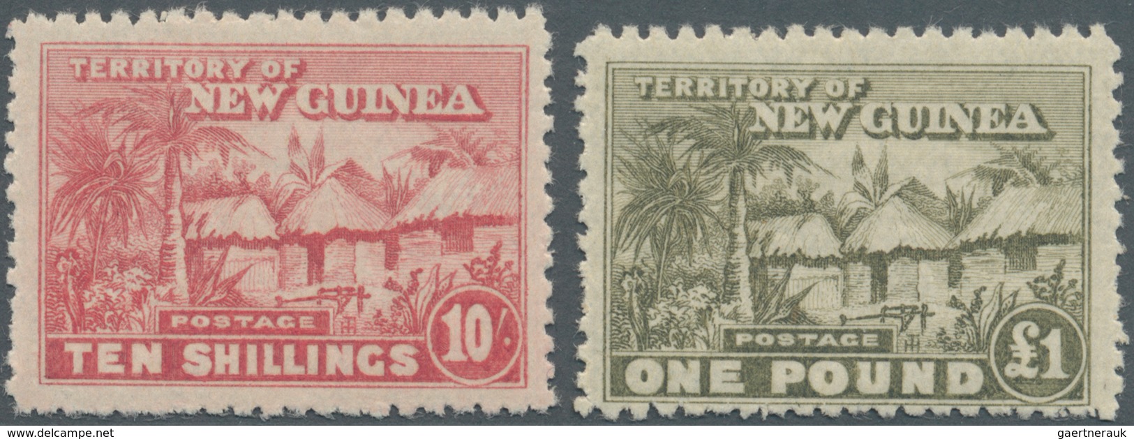 Neuguinea: 1925/1927, Native Village (bush Huts) Complete Set Incl. Two Shades Of 6d. Mint Hinged, S - Papouasie-Nouvelle-Guinée