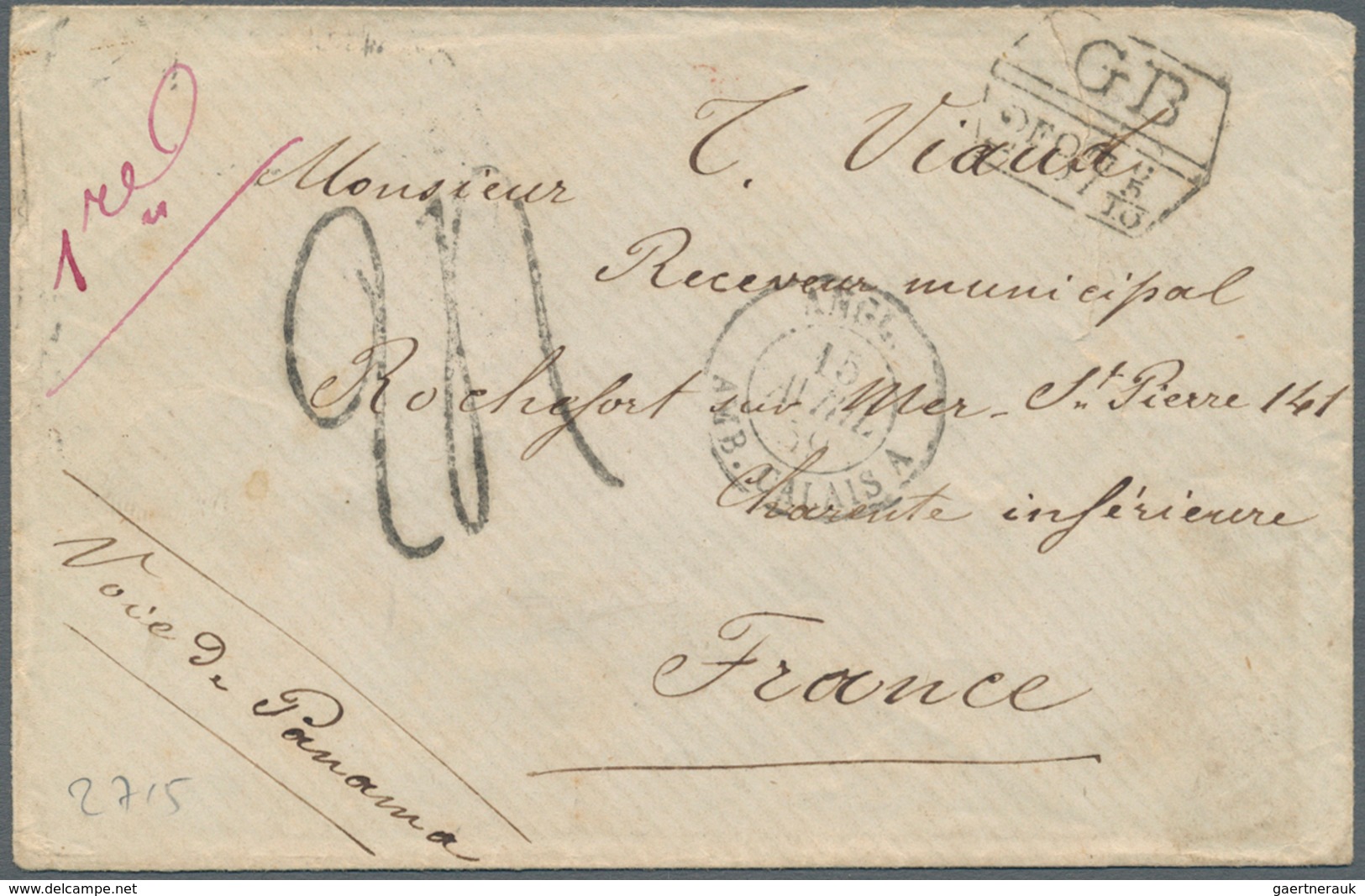 Neukaledonien: 1859. Envelope (tears) To France From The 'Viaud' Correspondence (No 1) With Octagona - Ungebraucht