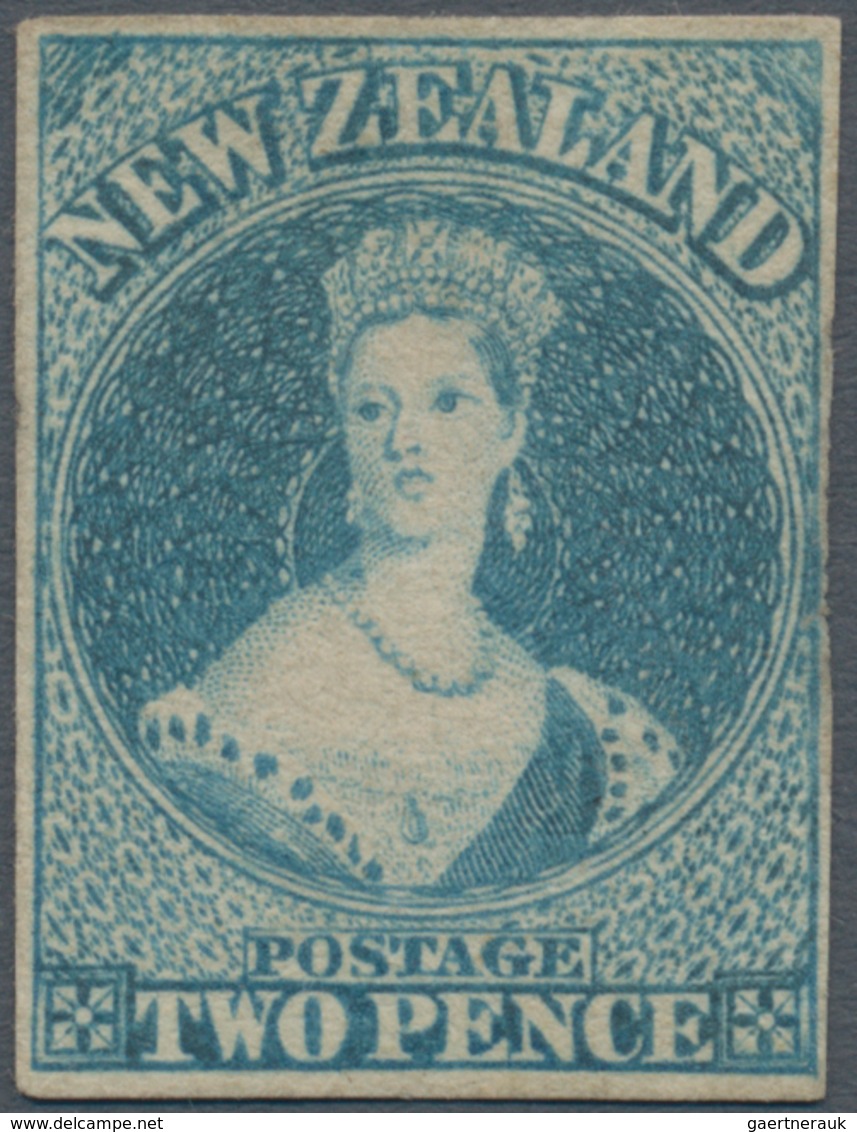 Neuseeland: 1857-63 'Chalon Head' 2d. Pale Blue, Imperforated, No Watermark, Unused Without Gum, Wit - Autres & Non Classés