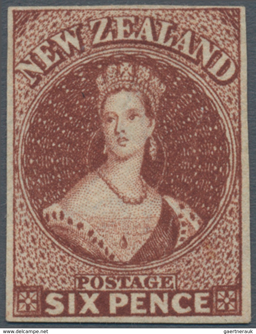 Neuseeland: 1862-64 'Chalon Head' 6d. Red-brown, Wmk Large Star, Imperforated, Unused Without Gum, W - Sonstige & Ohne Zuordnung