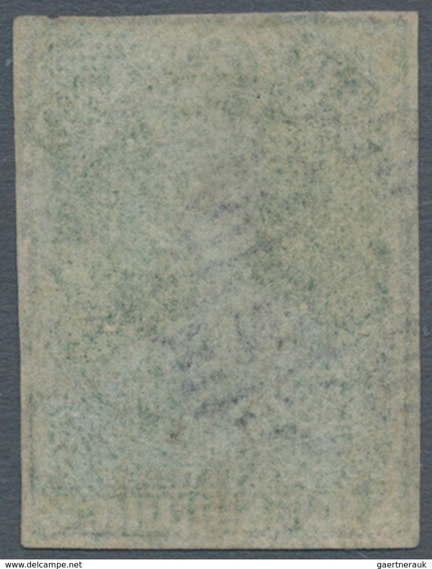Neuseeland: 1862-63 'Chalon Head' 1s. Deep Green On Pelure Paper, No Wmk, Imperforated, Used And Can - Sonstige & Ohne Zuordnung