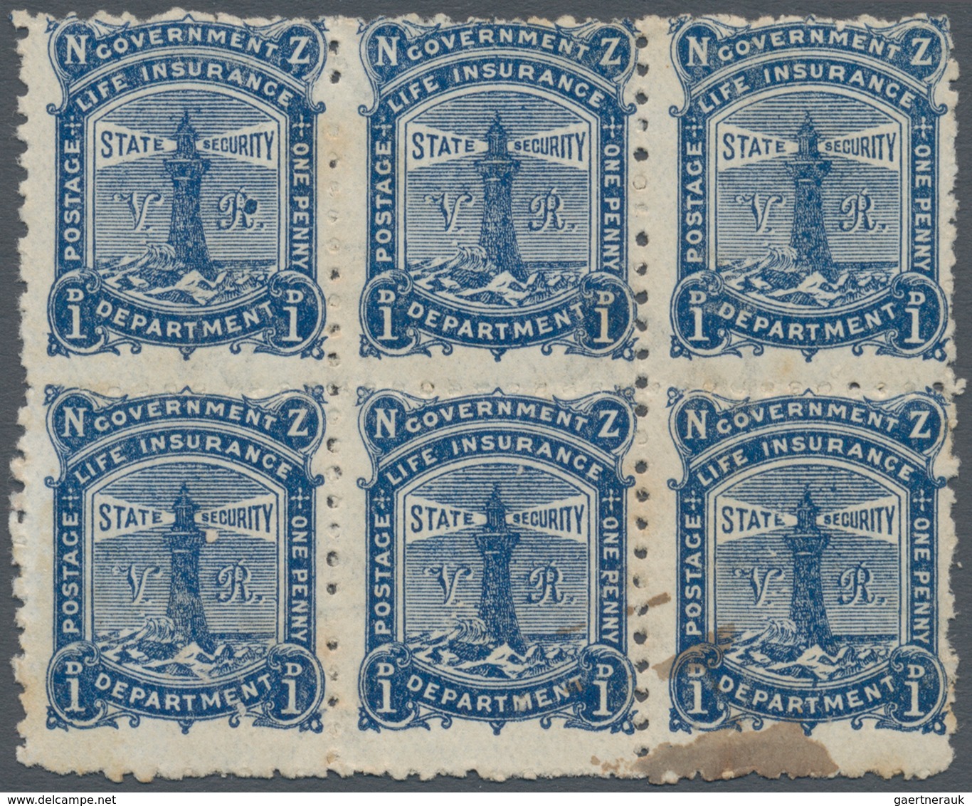 Neuseeland - Staatliche Lebensversicherung: 1902 Life Insurance 1d. Blue, Watermark Mult NZ Over Sta - Service