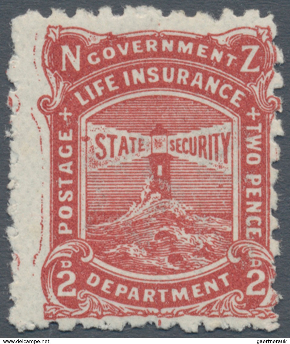 Neuseeland - Staatliche Lebensversicherung: 1905-06 Life Insurance 2d. Brown-red, Redrawn 'Lighthous - Service