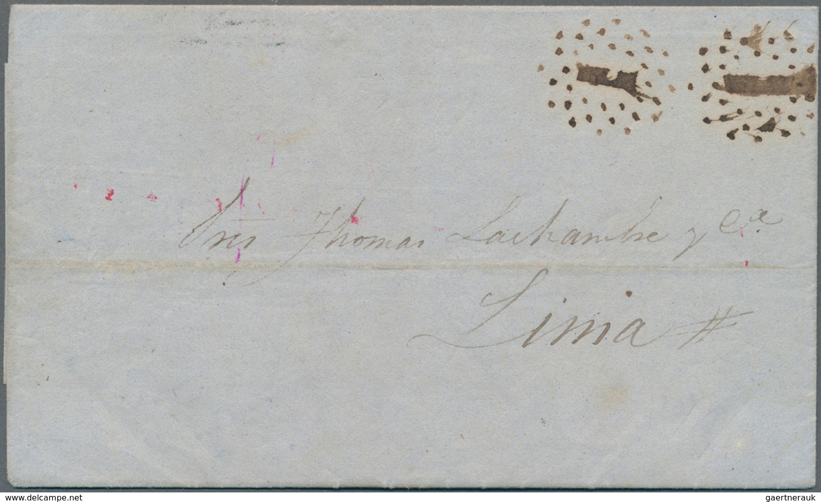 Peru: 1862,taxed Letter Written In ISLAY To Lima With Two Strikes Of The Pointed Circular Town Postm - Peru