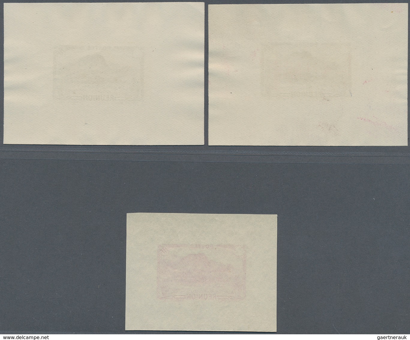 Reunion: 1933/1938, Definitives "Tourism", Design "Piton D'Anchain", Group Of Eight Single Die Proof - Neufs