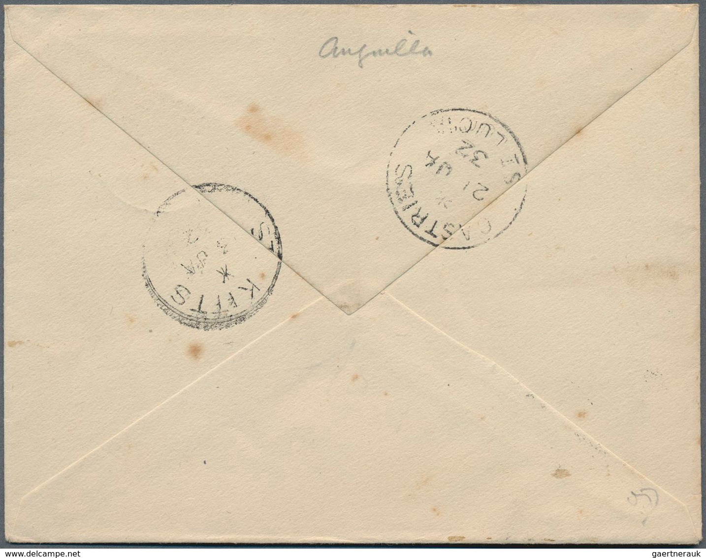 St. Lucia: 1932, Registered Letter With ST. LUCIA R-label Underfranked With Twice 1 1/2 D Leeward Is - St.Lucia (...-1978)