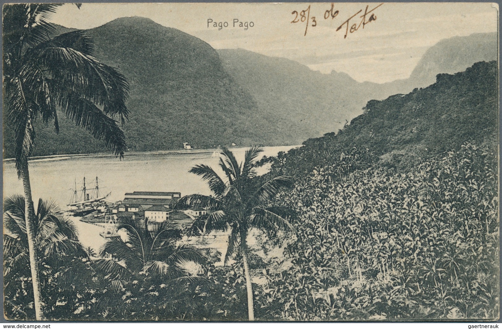 Samoa: 1906 Picture Postcard "Pago Pago" To Moravia, Austria Franked By US 1903 'Washington' 2c. Tie - Samoa