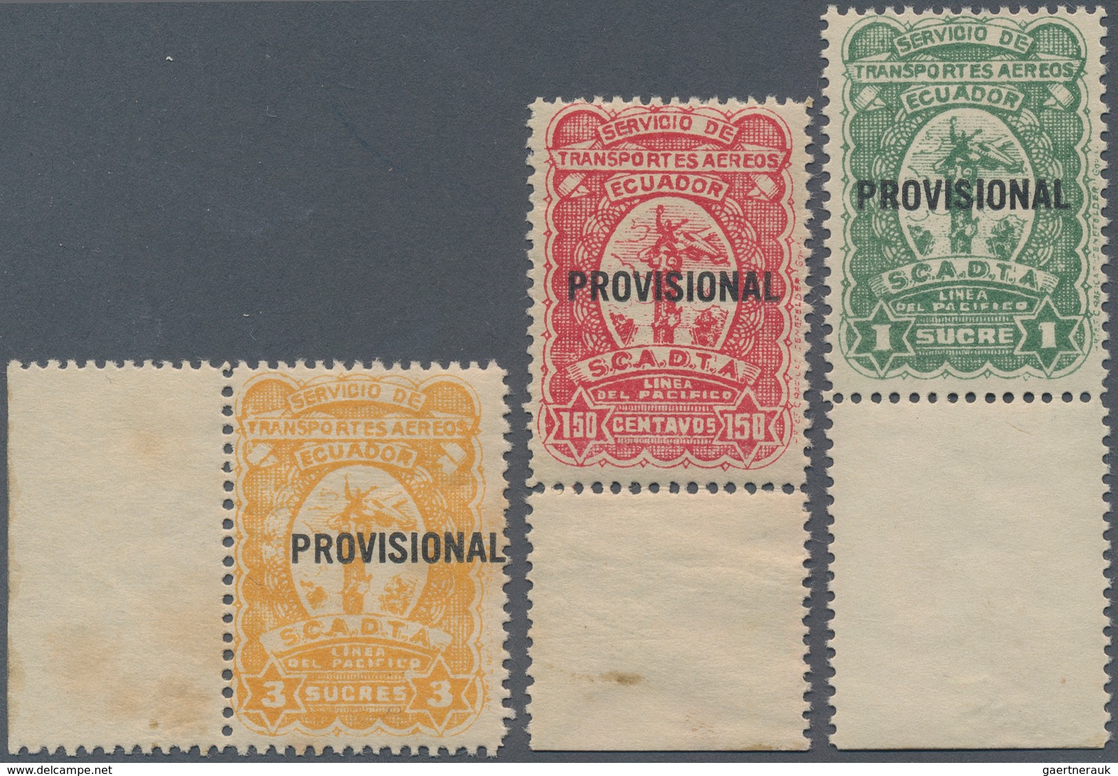 SCADTA - Ausgaben Für Ecuador: 1928, Three Official SCADTA Seals Mnh For Ecuador With Horizontal "PR - Ecuador