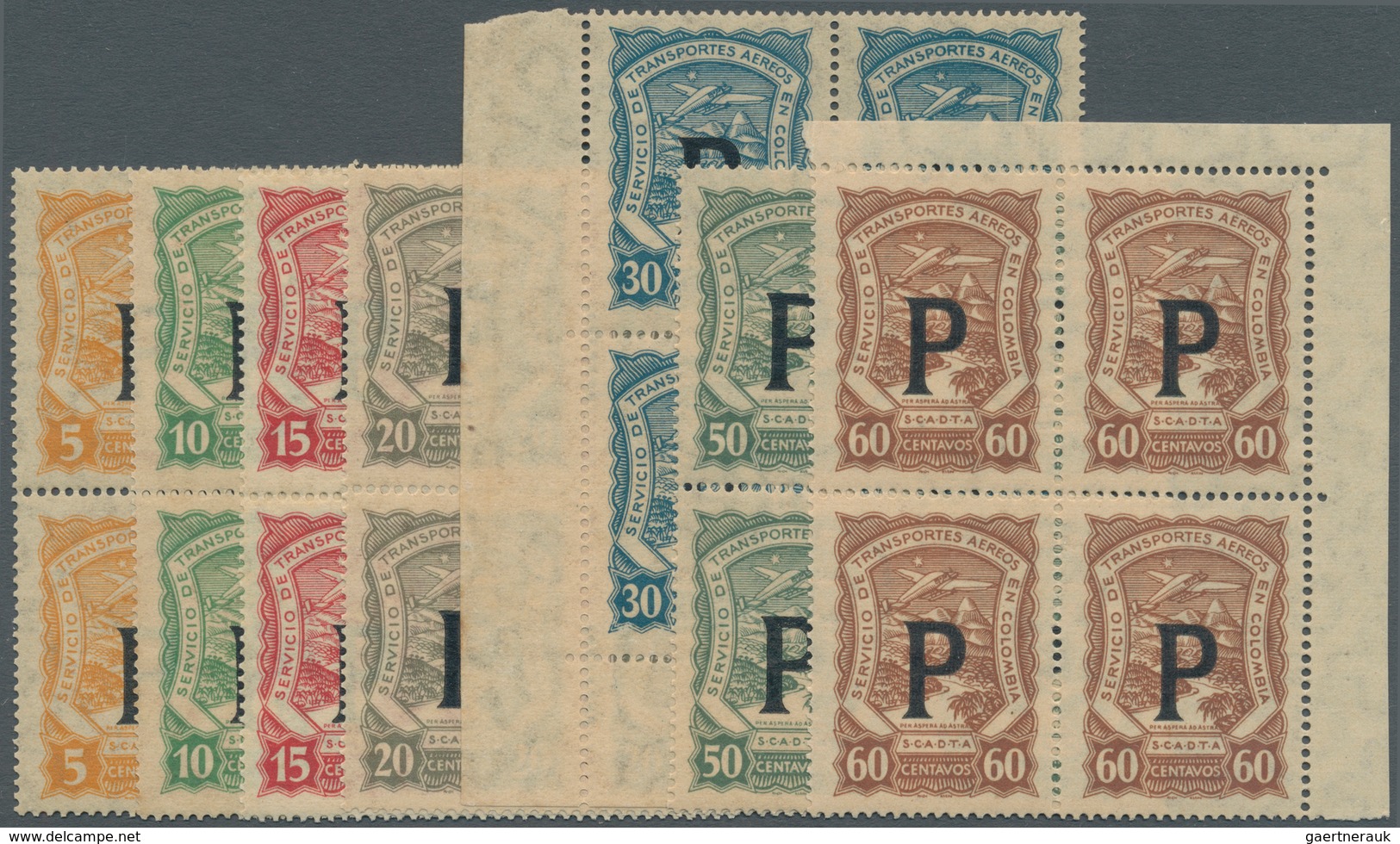 SCADTA - Länder-Aufdrucke: 1923, PANAMA: Colombia Airmail Issue With Black Opt. 'P' Part Set Of 11 W - Flugzeuge