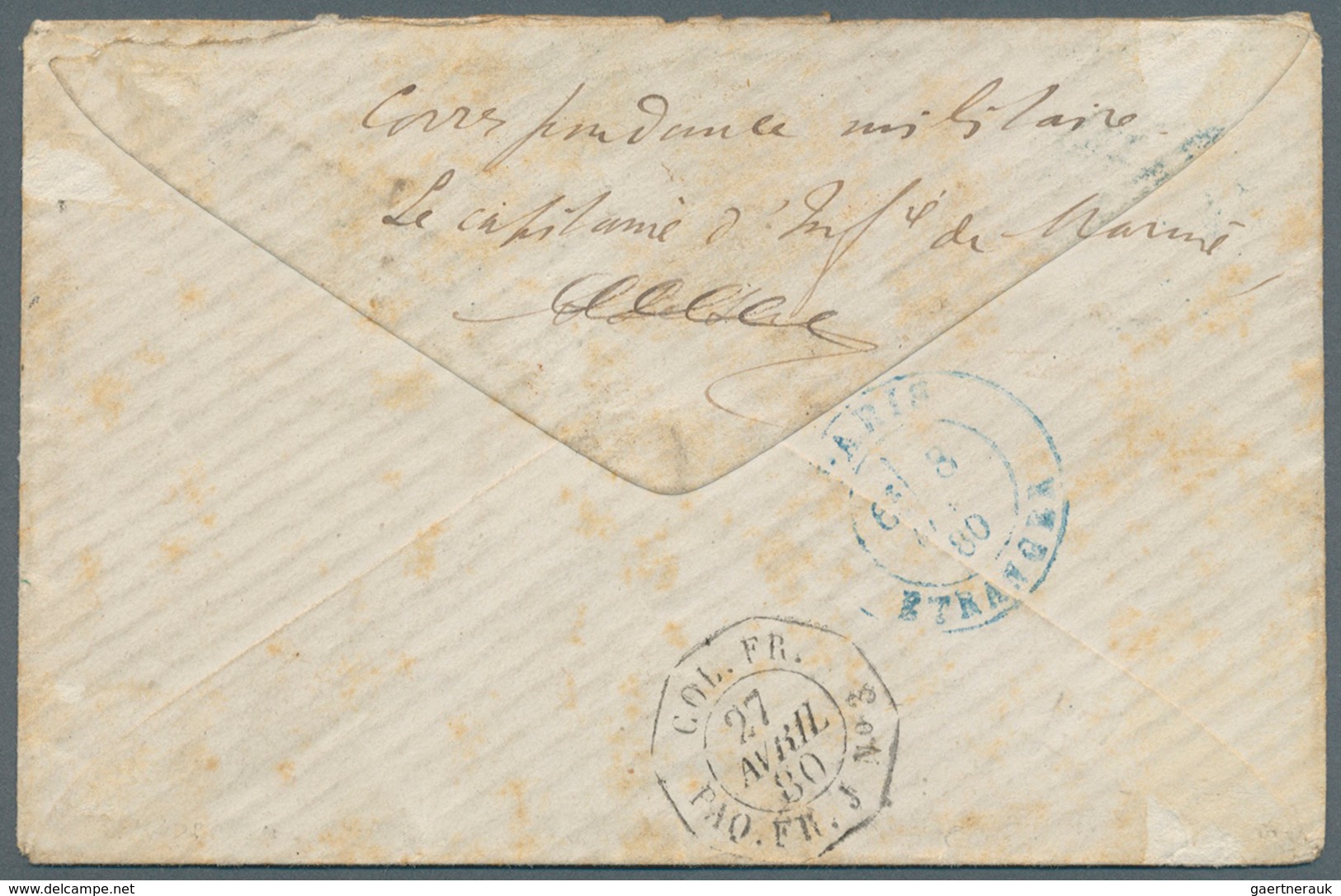 Senegal: 1880. Envelope (small Stains) Addressed To France Bearing French General Colonies 'Type Sag - Sonstige & Ohne Zuordnung