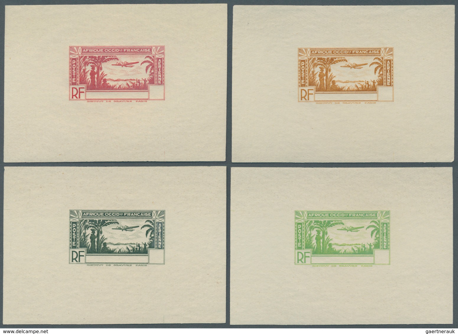 Senegal: 1940, Airmails, Design "Plane And Landscape", Group Of Eight Single Die Proofs In Different - Sonstige & Ohne Zuordnung