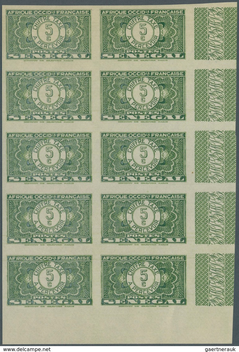 Senegal - Portomarken: 1935, "Guilloche" Issue IMPERFORATE, 5c. To 3fr., Set Of Eight Values (excl. - Portomarken