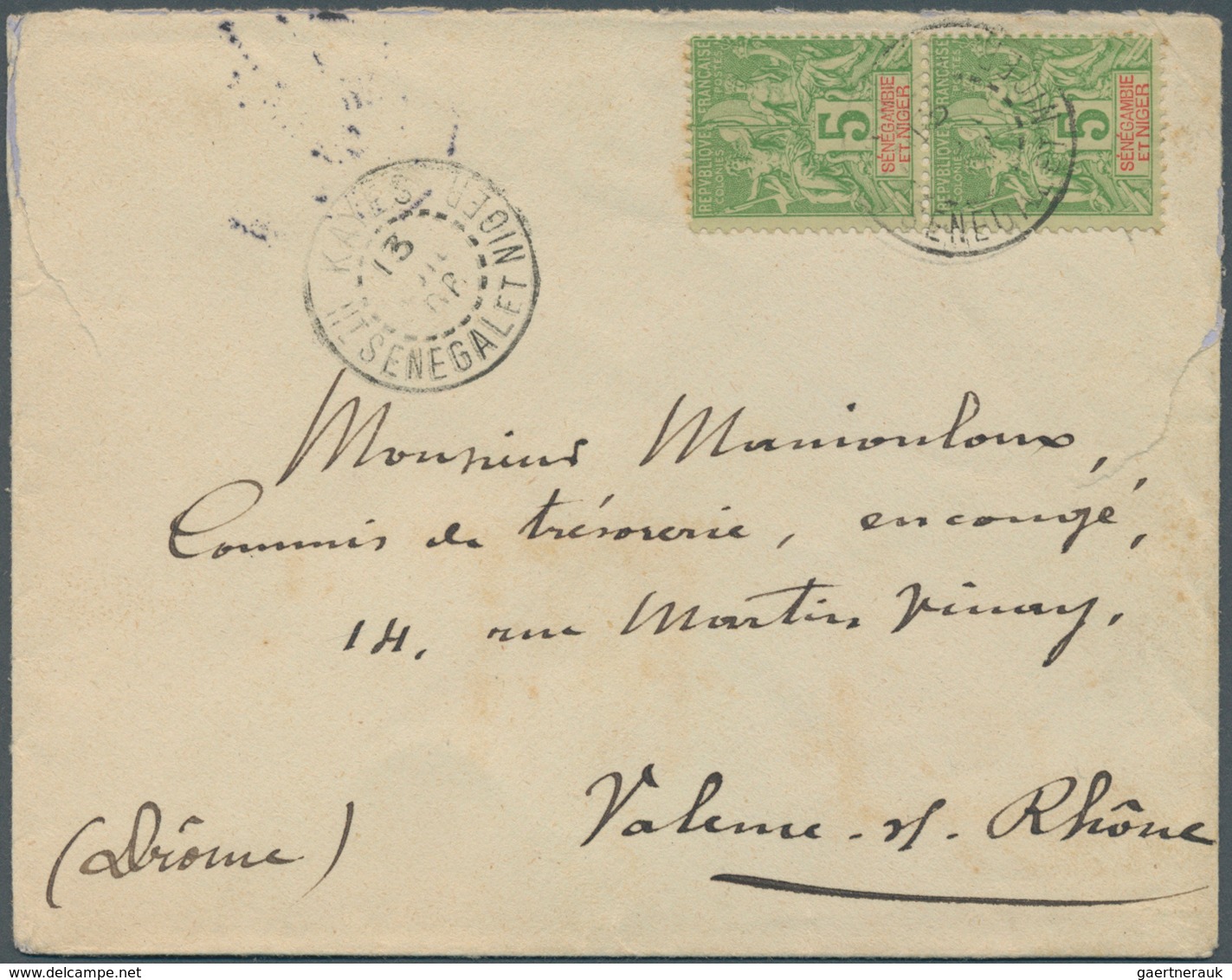 Senegambien Und Niger: 1908. Envelope With Tears Addressed To France Bearing SeneGambia Et Niger Yve - Autres & Non Classés