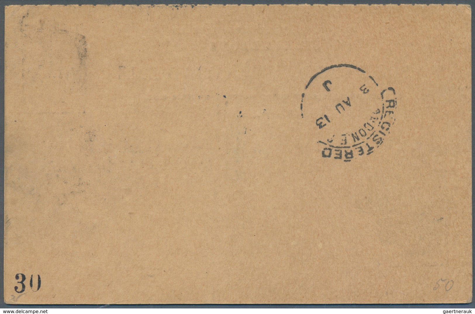 Sierra Leone: 1913, 1d. + 1d. Red 'King George V' With Reply, Registered "FREETOWN 3 AU 13", Uprated - Sierra Leone (1961-...)