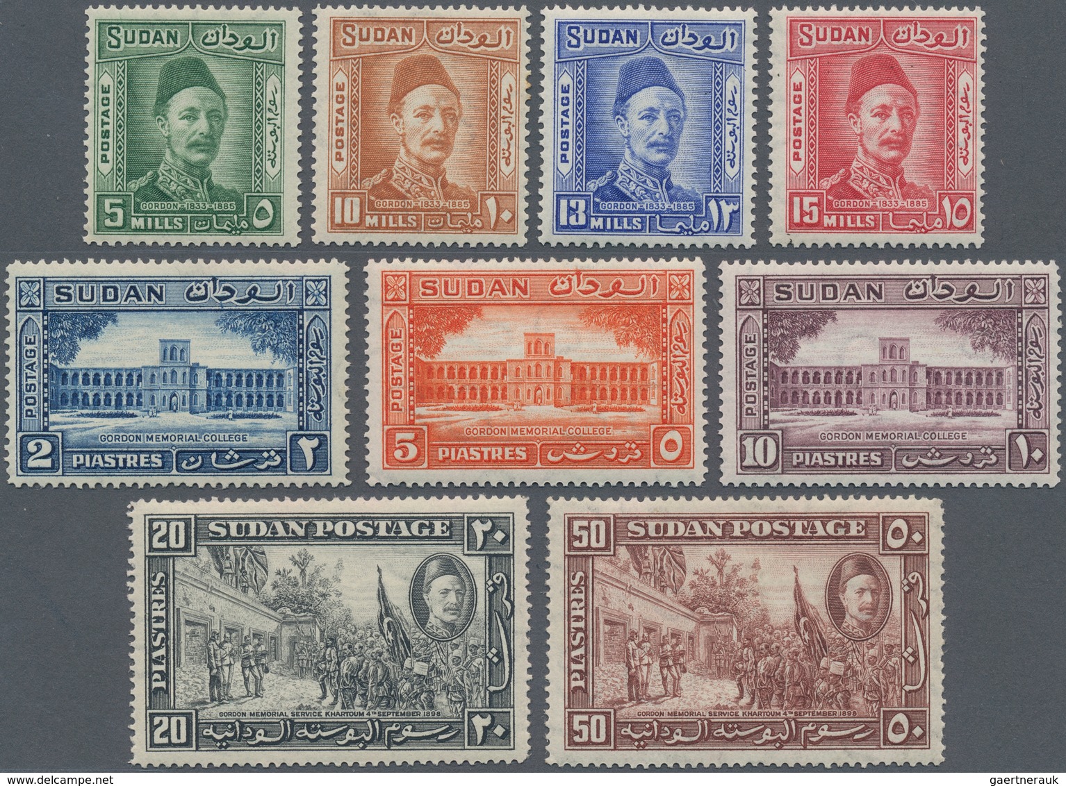 Sudan: 1921/1935: Six Proofs/essays Of 1935 General Gordon Issue Plus The Complete Set Issued (9 Val - Sudan (1954-...)
