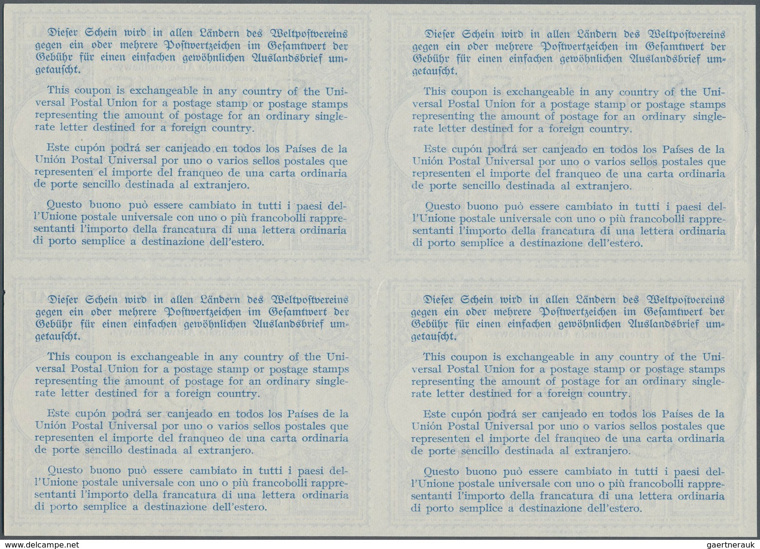 Südafrika - Ganzsachen: 1947. International Reply Coupon 5d (London Type) In An Unused Block Of 4. I - Autres & Non Classés