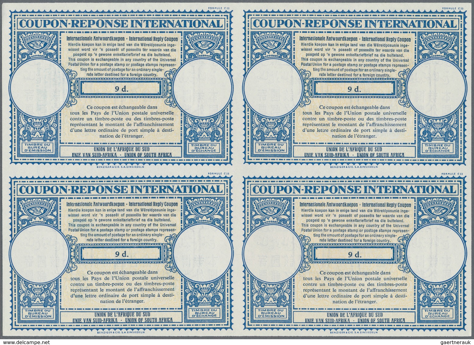 Südafrika - Ganzsachen: 1948/1955. Lot Of 2 Different Intl. Reply Coupons (London Type) Each In An U - Sonstige & Ohne Zuordnung