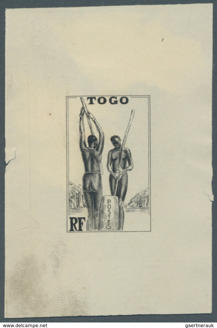 Togo: 1942/1944, Definitives "Views Of Togo", Design "Togolese At Millet Processing", Group Of Seven - Sonstige & Ohne Zuordnung