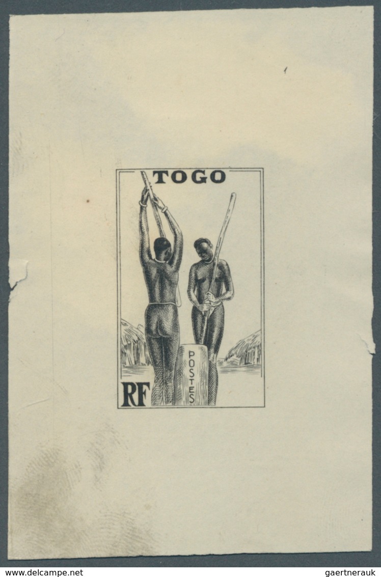 Togo: 1942/1944, Definitives "Views Of Togo", Design "Togolese At Millet Processing", Group Of Seven - Other & Unclassified