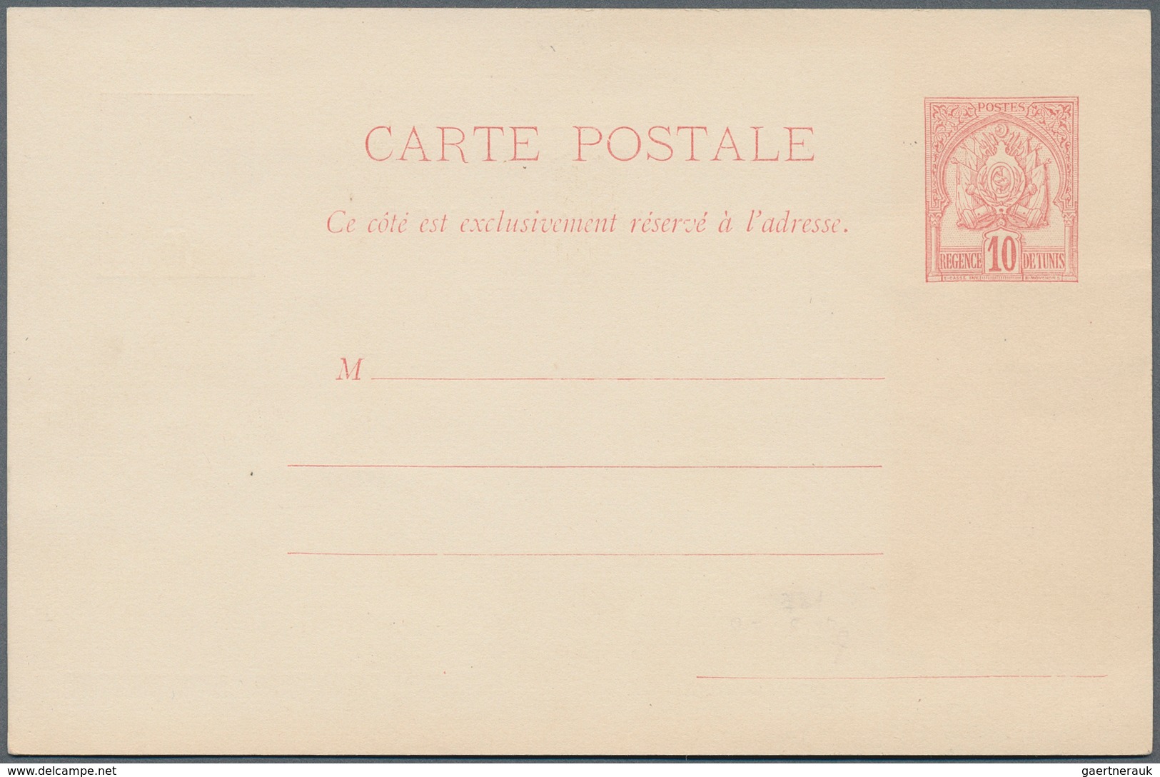 Tunesien: 1895, Stationery Card 10 C. Red, Printed Completely On Both Sides. Very Fine Unsued. ÷ 189 - Briefe U. Dokumente