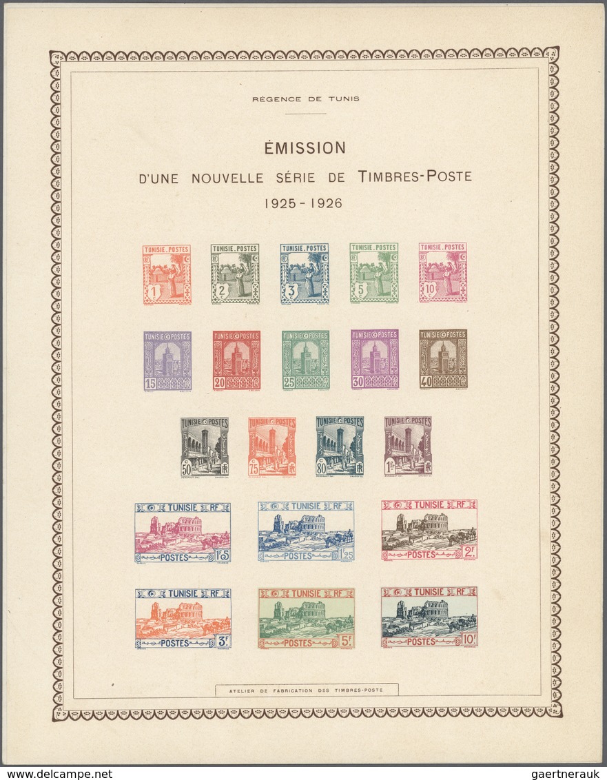 Tunesien: 1926, Definitives "Tunisian Views", 1c. To 10fr., Complete Set Of 20 Stamps, Epreuve Colle - Briefe U. Dokumente