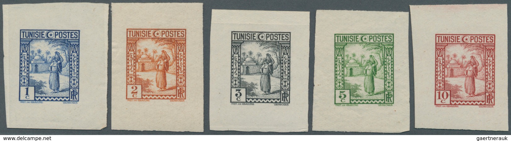Tunesien: 1931, Definitives "Views Of Morocco", 1c. To 10c. "Local Woman With Water Bin", Five Singl - Briefe U. Dokumente