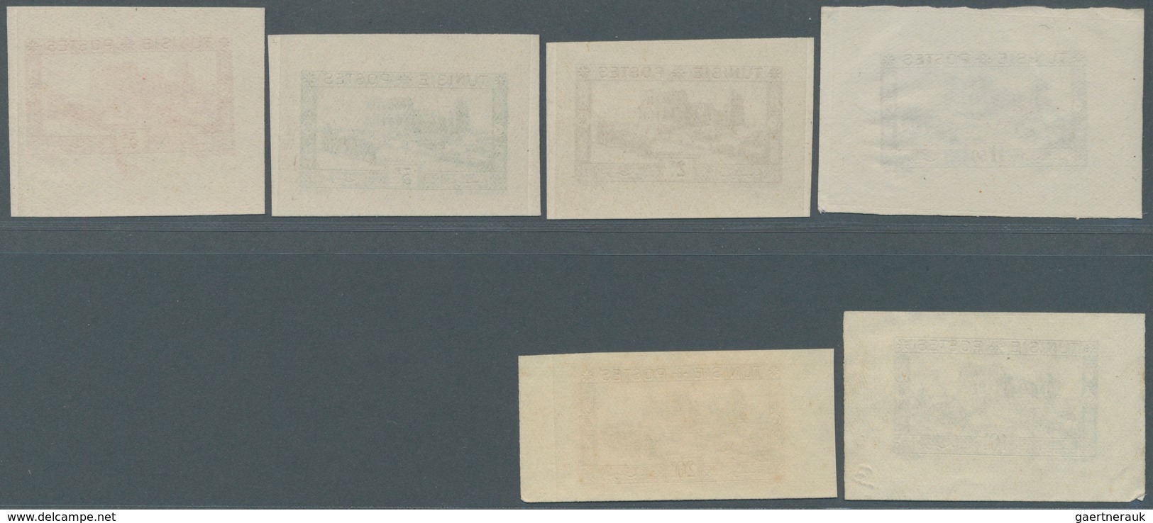 Tunesien: 1931, Definitives "Views Of Morocco", 1.50fr. To 20fr. "Amphitheater", Six Single Die Proo - Lettres & Documents