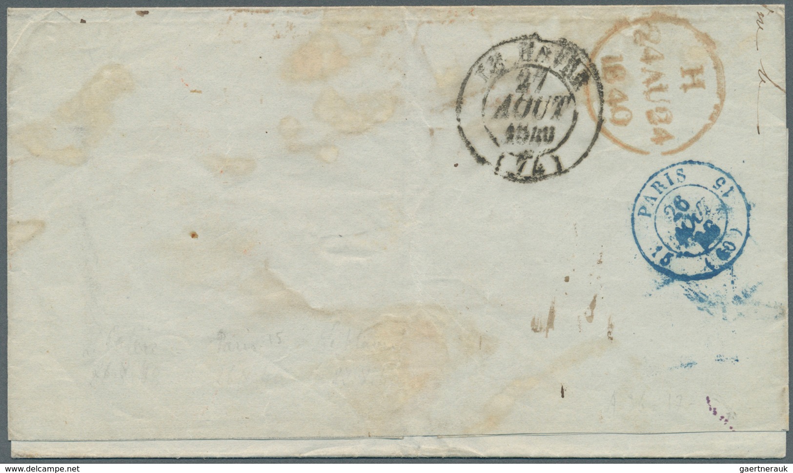 Uruguay: 1840. Stamp-less Envelope Addressed To France Written From Montevideo Dated 'May 15' With H - Uruguay