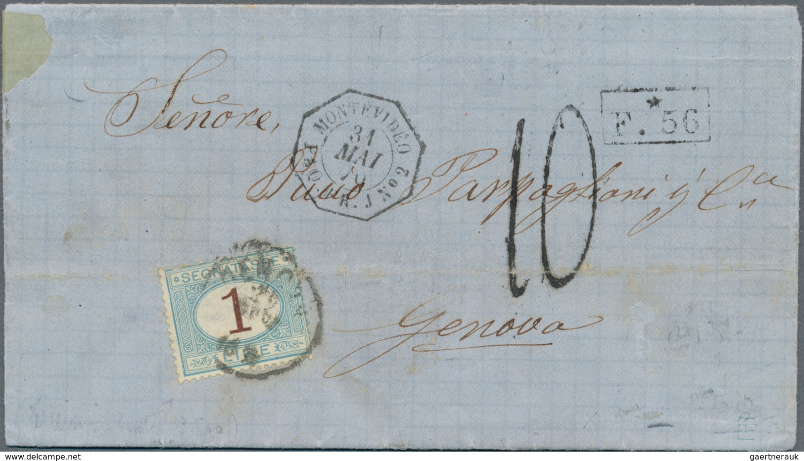 Uruguay: 1870, Unpaid Lettersheet With Complete Message Dated "Montevideo 30 May 1870" To Genova/Ita - Uruguay