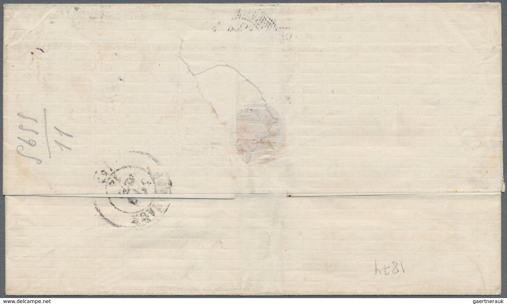 Uruguay: 1874, 10 C. Green Tied Mute Cancel To Folded Envelope Endorsed "Gironde" W. "MO(NTEVIDEO) 1 - Uruguay