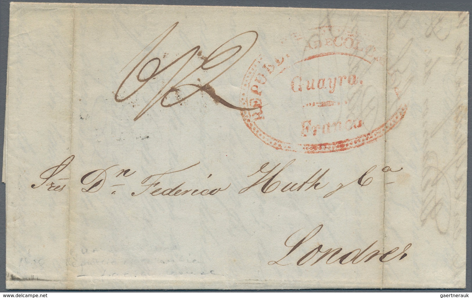 Venezuela: 1838, Entire Folded Letter Dated "Caracas Agosto 10 1838" W. Red "Guayra. / Franca / REPU - Venezuela