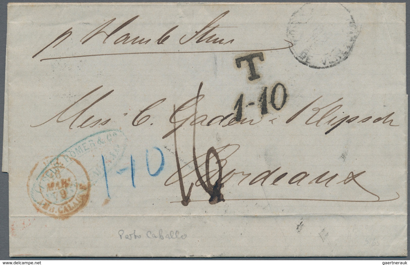 Venezuela: 1879, Entire Folded Letter W. Dateline "Pto Cabello 17 Feb. 1879" To Bordeaux/France Via - Venezuela