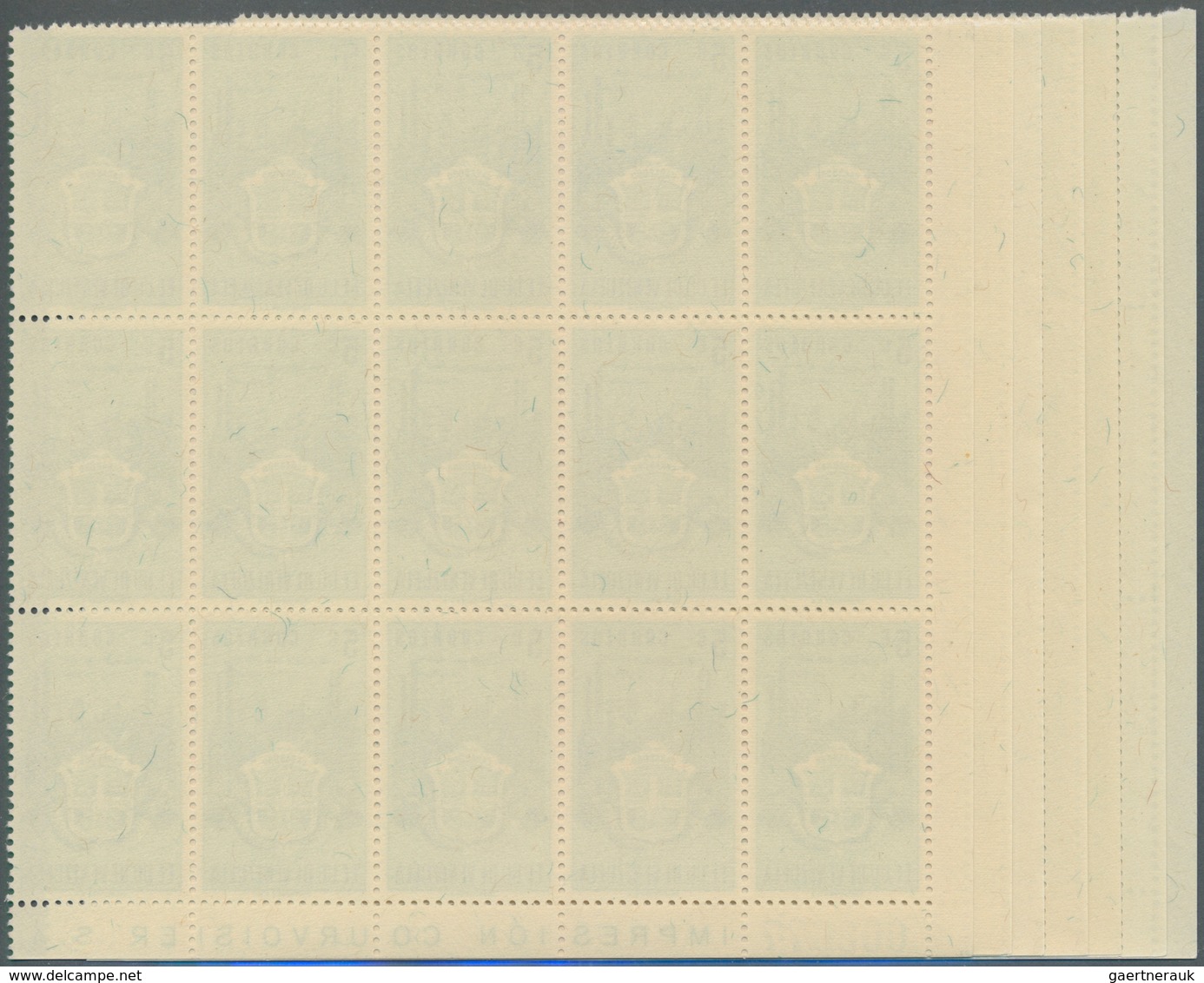 Venezuela: 1951, Coat Of Arms 'CARABOBO‘ Normal Stamps Complete Set Of Seven In Blocks Of 15, Mint N - Venezuela