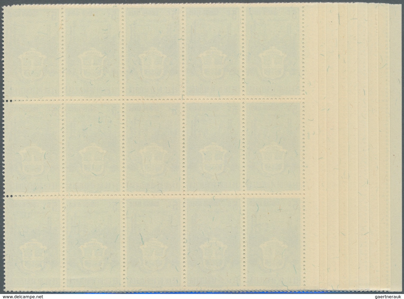 Venezuela: 1951, Coat Of Arms 'CARABOBO‘ Airmail Stamps Complete Set Of Nine In Blocks Of 15, Mint N - Venezuela