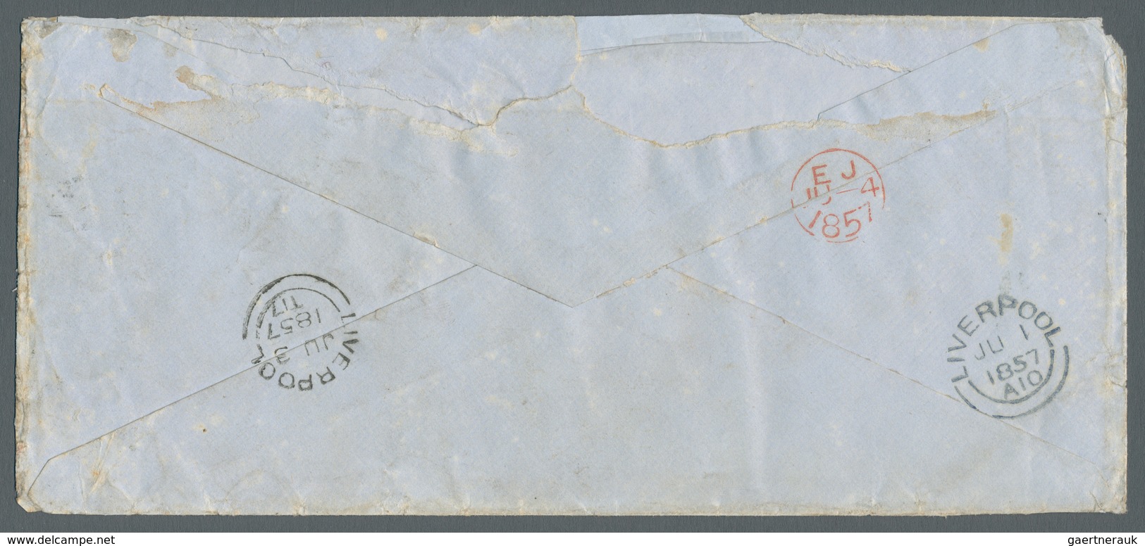 Vereinigte Staaten Von Amerika: 1857, Transatlantic Letter 4th Weight Band From Probably New York 6 - Lettres & Documents
