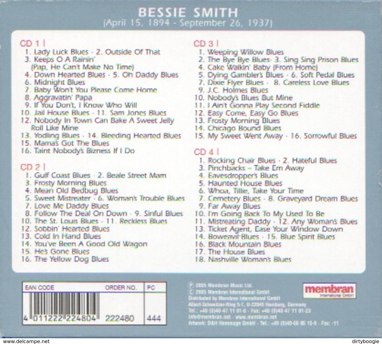 Bessie SMITH - Chicago Bound Blues - 4 CD - Blues
