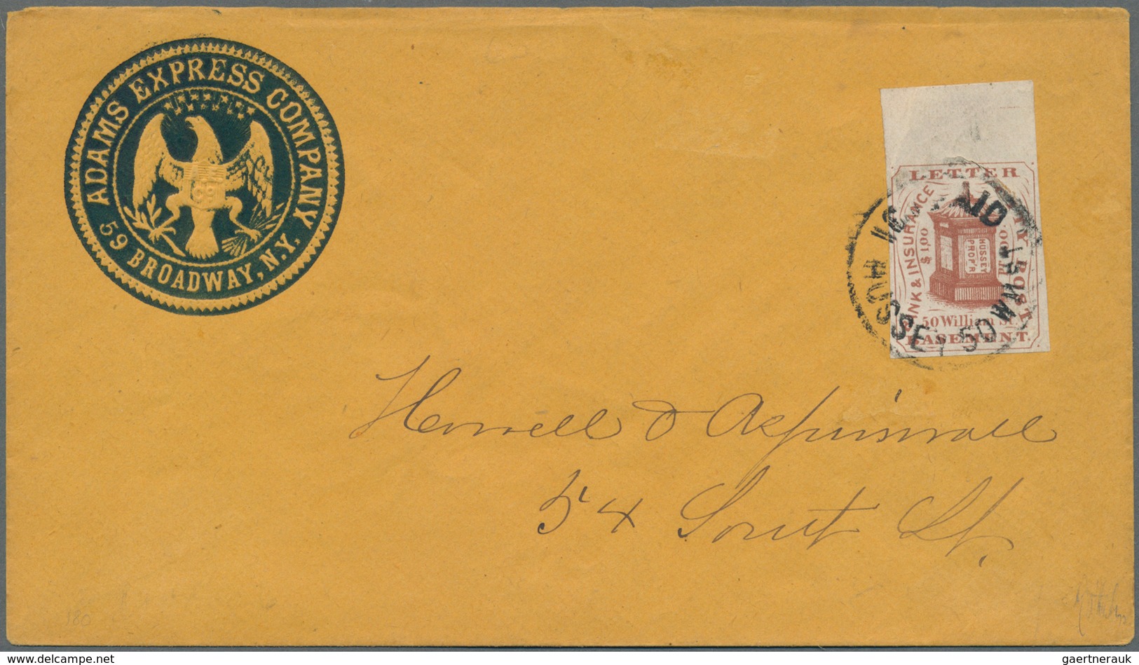 Vereinigte Staaten Von Amerika - Lokalausgaben + Carriers Stamps: 1863, HUSSEY'S POST, 1 C Brown Red - Lokalausgaben