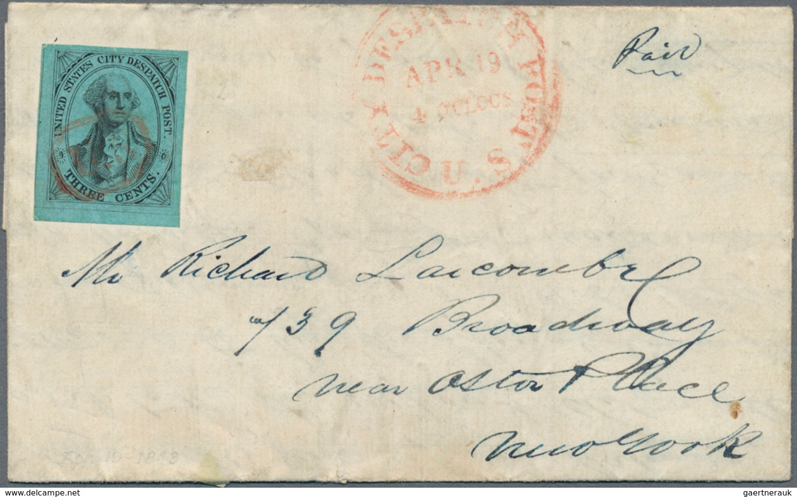 Vereinigte Staaten Von Amerika - Lokalausgaben + Carriers Stamps: NEW YORK CITY DESPATCH: 1843, 3c. - Postes Locales