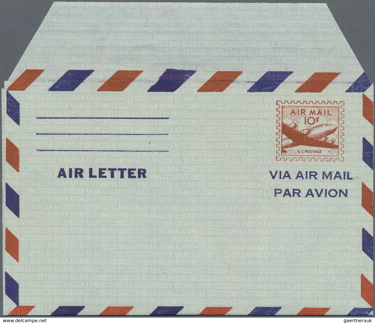 Vereinigte Staaten Von Amerika - Ganzsachen: 1947-55 Aerogramme: Air Letter Sheet 10c., 2nd Issue, C - Sonstige & Ohne Zuordnung