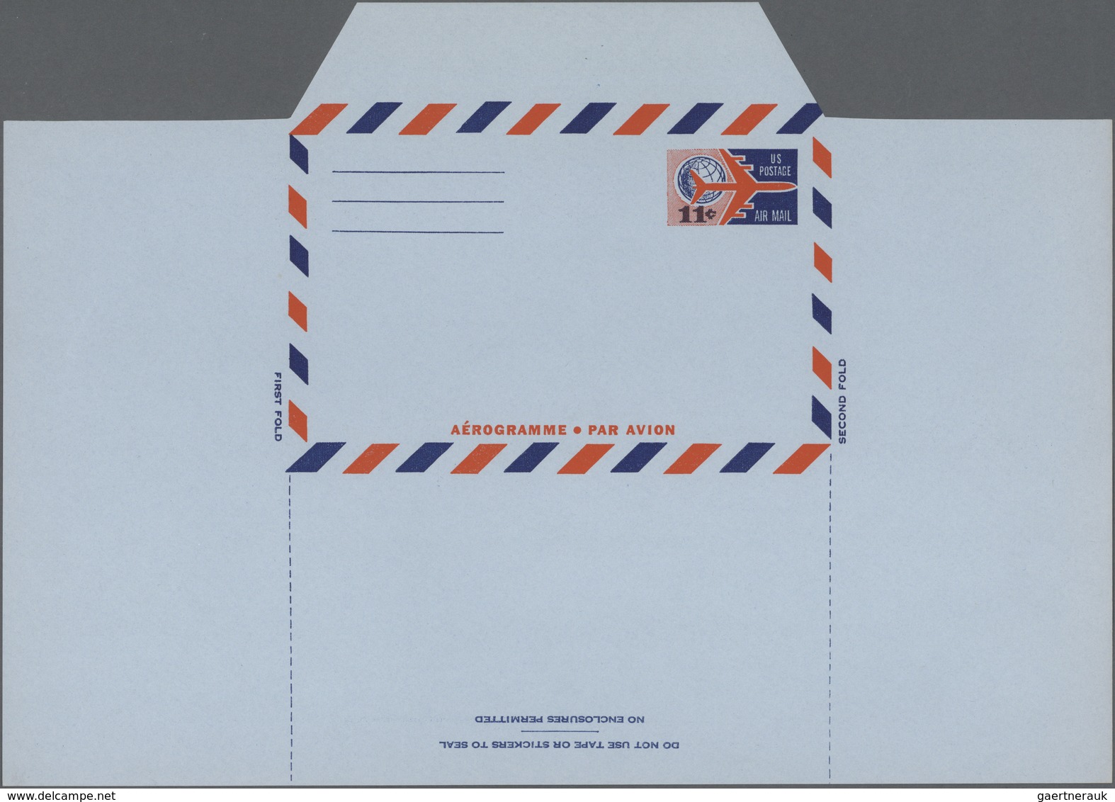 Vereinigte Staaten Von Amerika - Ganzsachen: 1961 Aerogramme: Air Letter Sheet 11c., With Variety "C - Autres & Non Classés