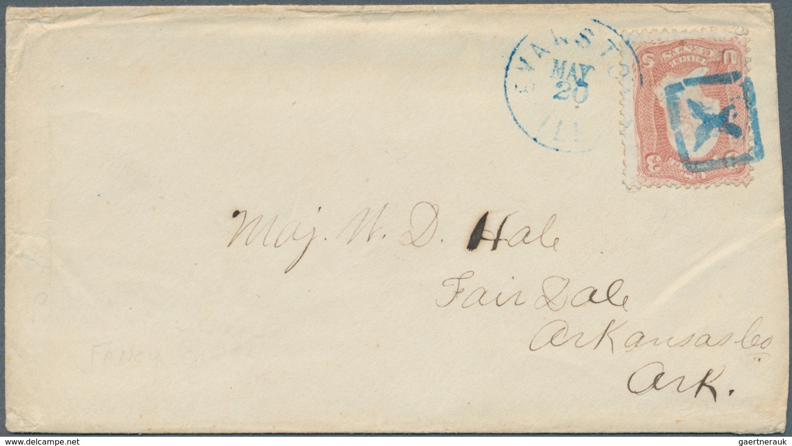 Vereinigte Staaten Von Amerika - Stempel: 1861, Blue Fancy Cancel "Bird" On Cover From "EVANSTON MAY - Marcophilie