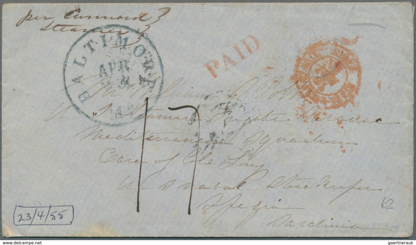 Vereinigte Staaten Von Amerika - Militärpost / Feldpost: 1855, CRIMEAN WAR: Envelope Sent From BALTI - Autres & Non Classés