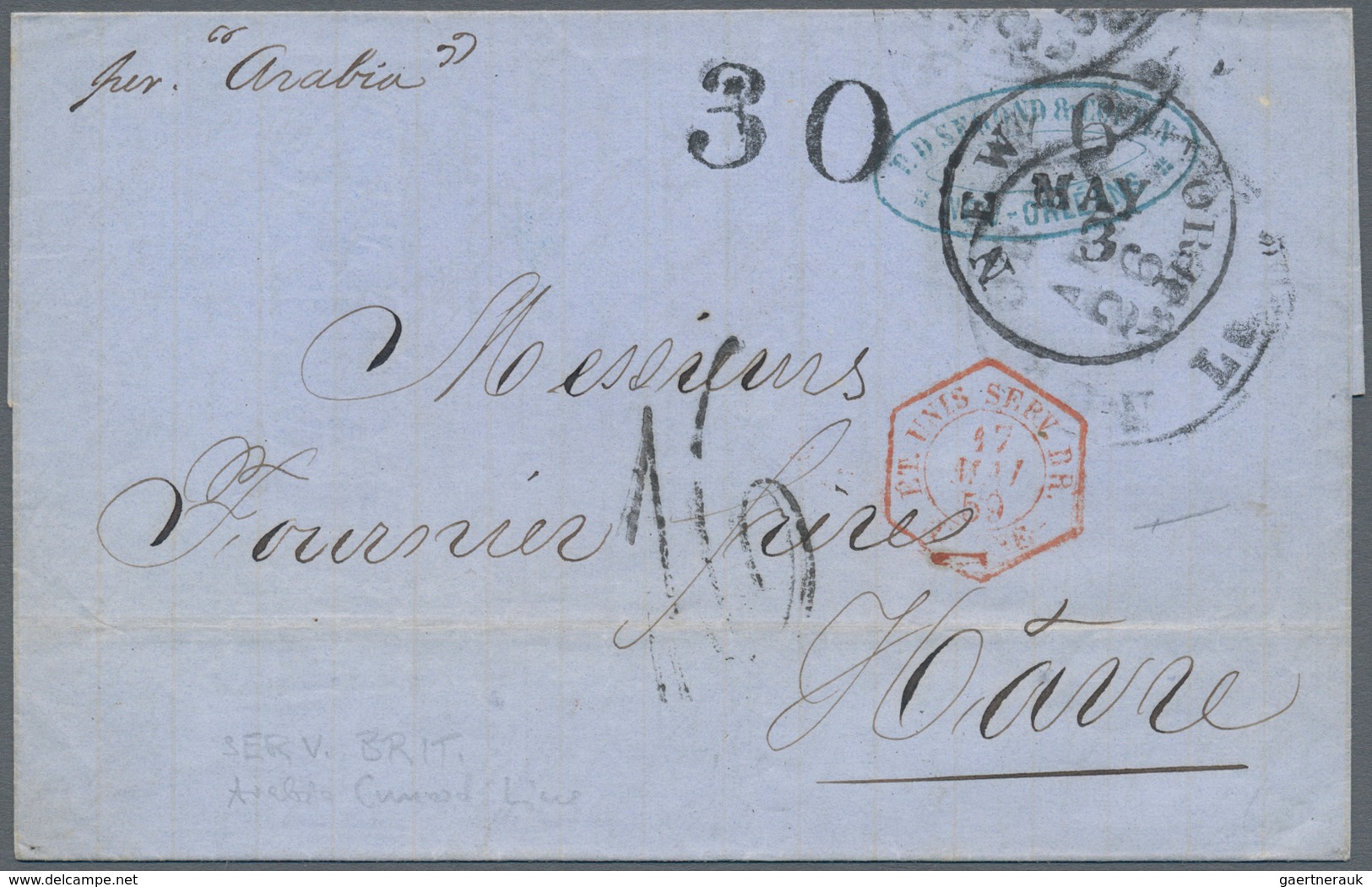 Vereinigte Staaten Von Amerika - Transatlantik-Mail: 1859, Entire Folded Letter (duplicate) New Orle - Autres & Non Classés