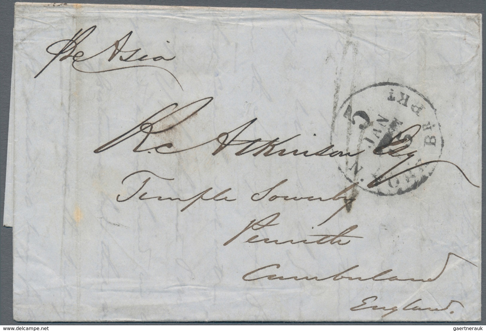 Vereinigte Staaten Von Amerika - Transatlantik-Mail: 1862, Entire Folded Letters (2) New York-Penrit - Sonstige & Ohne Zuordnung