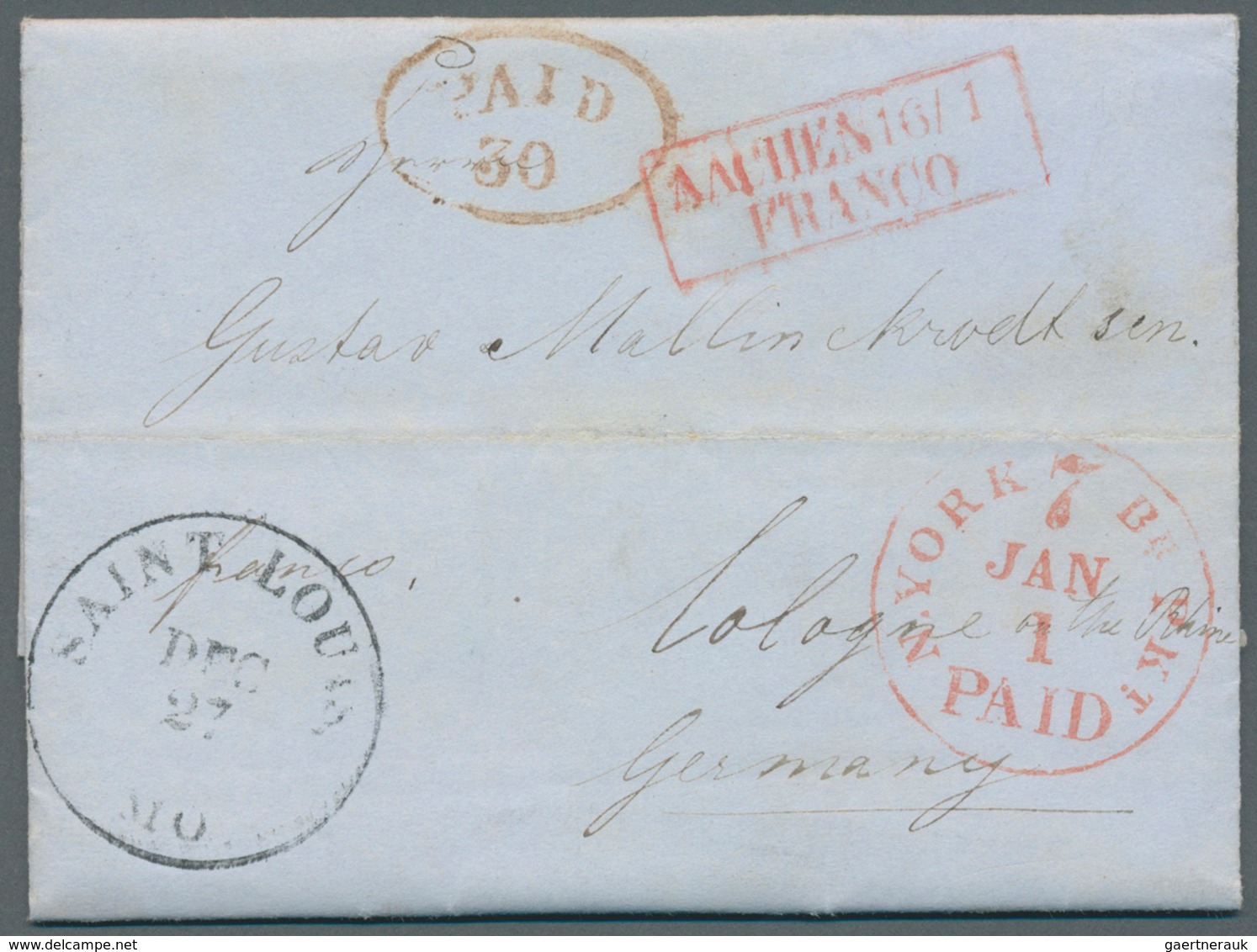 Vereinigte Staaten Von Amerika - Transatlantik-Mail: 1865, "SAINT LOUIS MO. DEC 27", Clear Strike On - Sonstige & Ohne Zuordnung