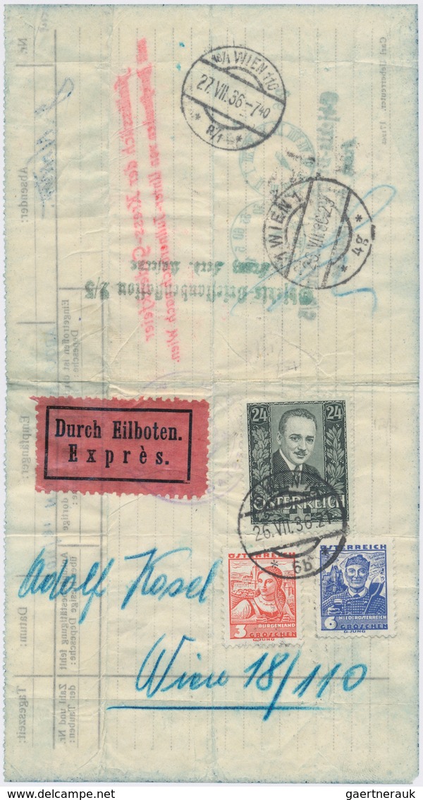 Brieftaubenpost: 1936, Brieftaubenpost Unter-Tullnerbach Anlässlich Der Kress Gedenkfeier: 24 G Doll - Tauben & Flughühner