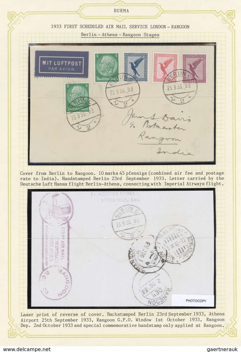 Flugpost Deutschland: 1933: Connecting Flight Berlin-Athens For First Scheduled Air Mail Service Lon - Poste Aérienne & Zeppelin