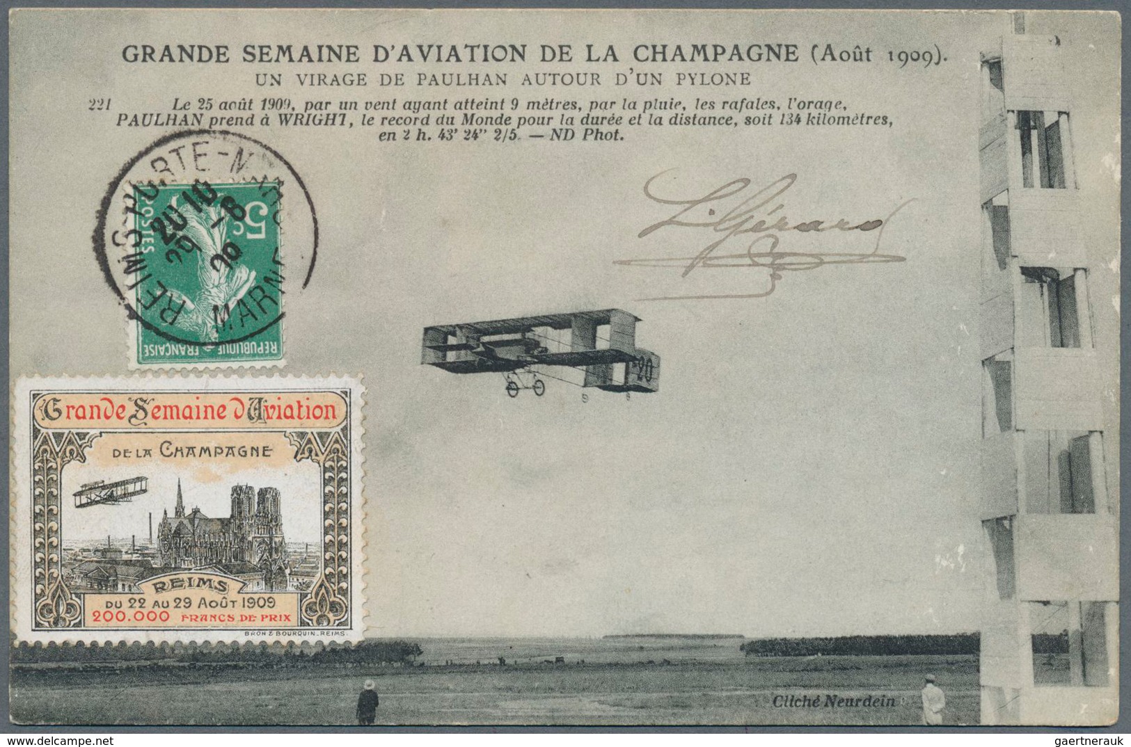 Flugpost Europa: 1909, France Pioneer-Aviation, Special Realphoto Ppc "GRANDE SEMAINE D'AVIATON DE L - Autres - Europe