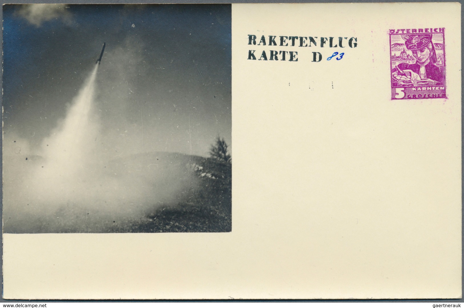 Raketenpost: 1935, Österreich: Schmiedl, Notverordnungs-Rakete N2, komplette Serie mit 6 verschieden