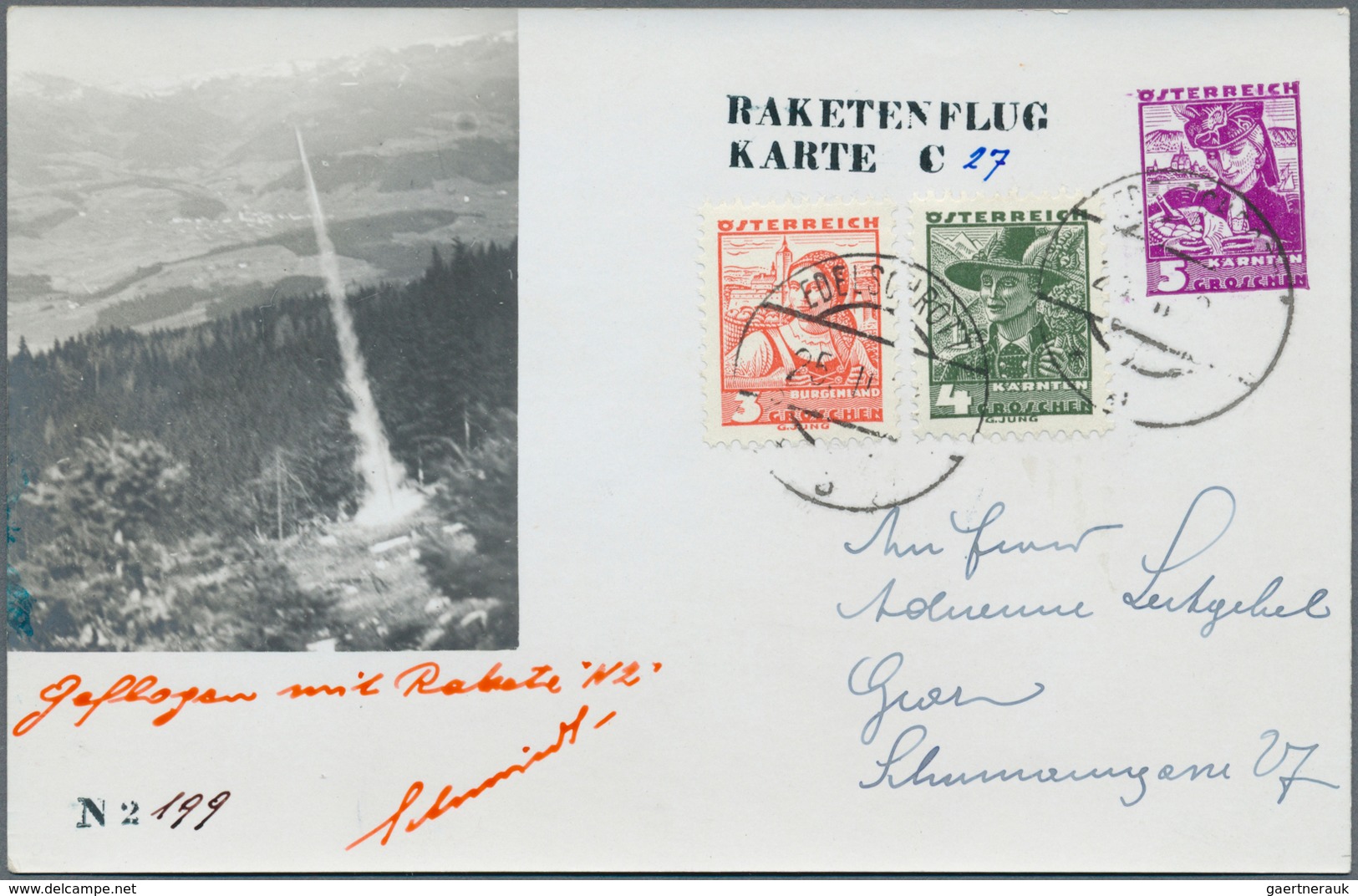 Raketenpost: 1935, Österreich: Schmiedl, Notverordnungs-Rakete N2, Komplette Serie Mit 6 Verschieden - Sonstige & Ohne Zuordnung